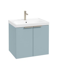 STOCKHOLM Wall Hung 60cm Two Door Vanity Unit Matt Morning Sky Blue- Brushed Nickel Handles