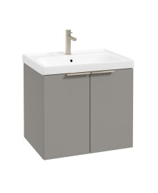 STOCKHOLM Wall Hung 60cm Two Door Vanity Unit Matt Khaki- Brushed Nickel Handles