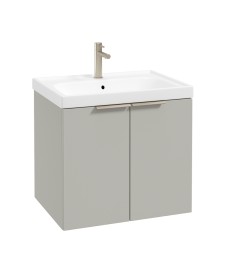 STOCKHOLM Wall Hung 60cm Two Door Vanity Unit Matt Arctic Grey- Brushed Nickel Handles