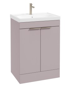 STOCKHOLM Floorstanding 60cm Two Door Vanity Unit Matt Cashmere Pink - Brushed Nickel Handles