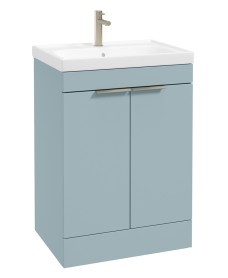 STOCKHOLM Floorstanding 60cm Two Door Vanity Unit Matt Morning Sky Blue - Brushed Nickel Handles