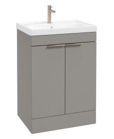 STOCKHOLM Floorstanding 60cm Two Door Vanity Unit Matt Khaki - Brushed Nickel Handles