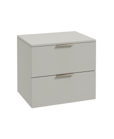 STOCKHOLM Wall Hung 60cm Two Drawer Countertop Vanity Unit Matt Arctic Grey - Brushed Nickel Handles