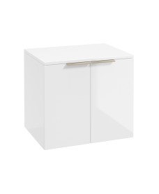 STOCKHOLM Wall Hung 60cm Two Door Countertop Vanity Unit Gloss White- Brushed Nickel Handles