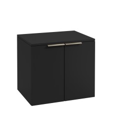 STOCKHOLM Wall Hung 60cm Two Door Countertop Vanity Unit Matt Black- Brushed Nickel Handles