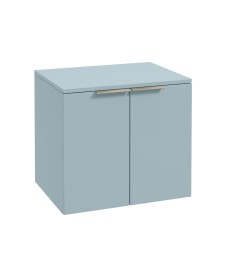 STOCKHOLM Wall Hung 60cm Two Door Countertop Vanity Unit Matt Morning Sky Blue- Brushed Nickel Handles