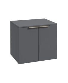 STOCKHOLM Wall Hung 60cm Two Door Countertop Vanity Unit Matt Midnight Grey- Brushed Nickel Handles