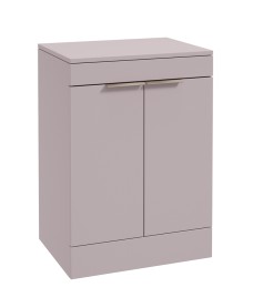 STOCKHOLM Floorstanding 60cm Two Door Countertop Vanity Unit Matt Cashmere Pink - Brushed Nickel Handle