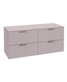 STOCKHOLM Wall Hung 120cm Four Drawer Countertop Vanity Unit Matt Cashmere Pink - Brushed Nickel Handles