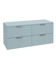 STOCKHOLM Wall Hung 120cm Four Drawer Countertop Vanity Unit Matt Morning Sky Blue - Brushed Nickel Handles