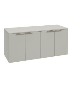 STOCKHOLM Wall Hung 120cm Four Door Countertop Vanity Unit Matt Arctic Grey - Brushed Nickel Handle