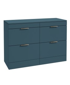 STOCKHOLM Floorstanding 120cm Four Drawer Countertop Vanity Unit Matt Ocean Blue - Brushed Nickel Handle