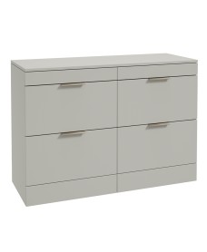 STOCKHOLM Floorstanding 120cm Four Drawer Countertop Vanity Unit Matt Arctic Grey - Brushed Nickel Handle