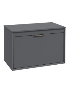 FJORD Wall Hung 80cm Two Drawer Countertop Vanity Unit Matt Midnight Grey- Brushed Nickel Handle