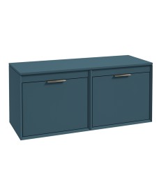 FJORD Wall Hung 120cm Four Drawer Countertop Vanity Unit Matt Ocean Blue- Brushed Nickel Handle