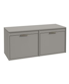 FJORD Wall Hung 120cm Four Drawer Countertop Vanity Unit Matt Khaki - Brushed Nickel Handle