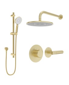 HAKK Thermostatic Shower Set 1 Brushed Gold with Wall Arm