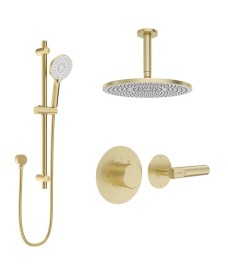 HAKK Thermostatic Shower Set 1 Brushed Gold with Ceiling Arm
