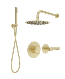 HAKK Thermostatic Shower Set 2 Brushed Gold with Wall Arm