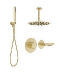 HAKK Thermostatic Shower Set 2 Brushed Gold with Ceiling Arm