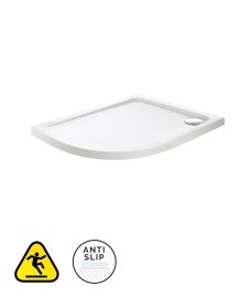KRISTAL SECURE Offset Quadrant 1000x800mm Right Hand Low Profile Anti Slip Class C Shower Tray & Waste