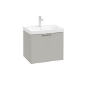 STOCKHOLM Wall Hung 50cm Single Drawer Vanity Unit Matt Arctic Grey - Brushed Chrome Handle