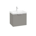 STOCKHOLM Wall Hung 50cm Single Drawer Vanity Unit Matt Khaki - Brushed Chrome Handle