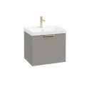 STOCKHOLM Wall Hung 50cm Single Drawer Vanity Unit Matt Khaki - Brushed Gold Handle