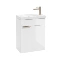 STOCKHOLM Wall Hung 50cm Cloakroom Vanity Unit Gloss White - Brushed Nickel handles