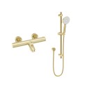 FORM Thermostatic Bath Shower Mixer & Alita Slide Rail Kit Brushed Gold