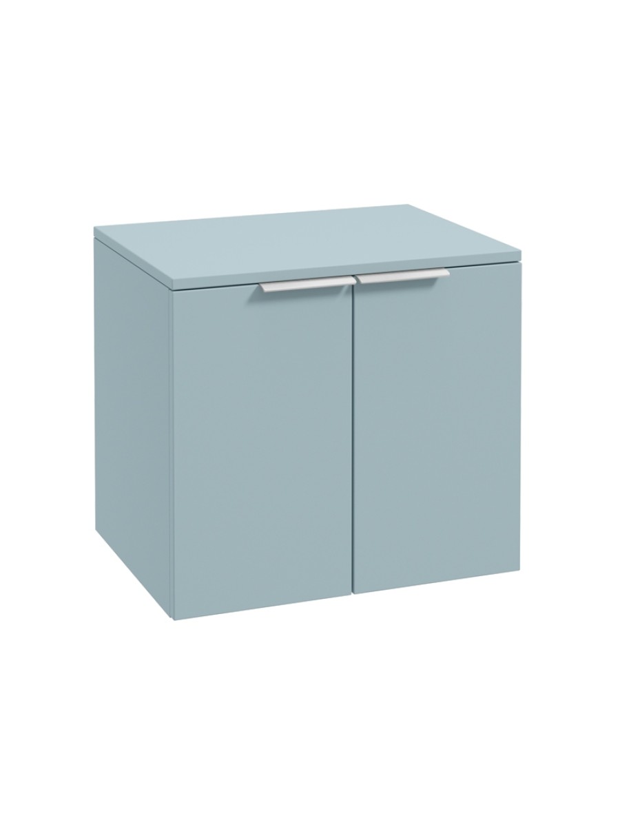 STOCKHOLM 60cm Two Door Countertop Wall Hung Matt Morning Sky Blue- Chrome Handles