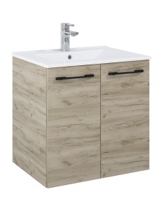 OTTO PLUS Craft Oak 60cm 2 door Wall Hung Vanity Unit - D46cm