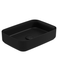 AVANTI Rectangle 50cm Vessel Basin with Ceramic Click Clack Waste - Carbon Black