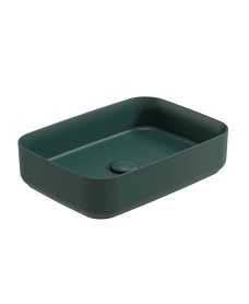 AVANTI Rectangle 50cm Vessel Basin with Ceramic Click Clack Waste - Forest Green