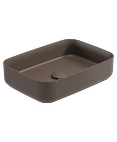 AVANTI Rectangle 50cm Vessel Basin with Ceramic Click Clack Waste - Ground Mocha