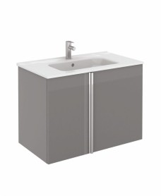 Avila Gloss Grey Wall Hung 80 Vanity Unit and SLIM Basin 2 door