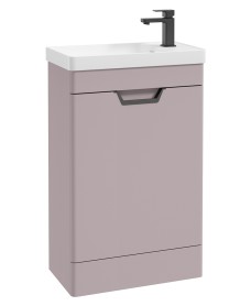 FREYA 55cm 1 Door Cloakroom Floor Standing Vanity Unit Matt Cashmere Pink-Matt Black Handle