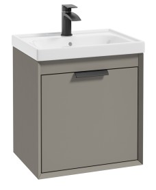 FJORD Khaki Matt 50cm Wall Hung Vanity Unit-Matt Black Handle