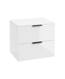 STOCKHOLM 60cm Unit with Counter Top Black Handle Gloss White