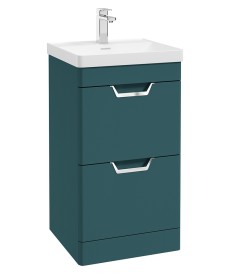 FREYA 50cm 2 Drawer Floor Standing Vanity Unit Matt Ocean Blue-Chrome Handle