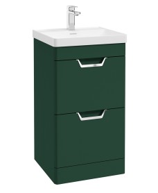 FREYA 50cm 2 Drawer Floor Standing Vanity Unit Matt Wreath Green-Chrome Handle