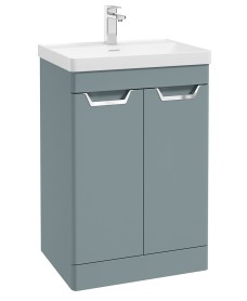 FREYA 60cm 2 Door Floor Standing Vanity Unit Matt Coral Green-Chrome Handle