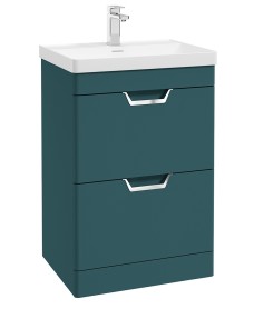 FREYA 60cm 2 Drawer Floor Standing Vanity Unit Matt Ocean Blue-Chrome Handle