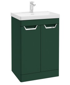 FREYA 60cm 2 Door Floor Standing Vanity Unit Matt Wreath Green-Chrome Handle