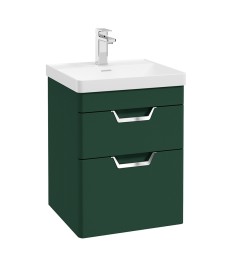 FREYA 50cm 2 Drawer Wall Hung Vanity Unit Matt Wreath Green-Chrome Handle