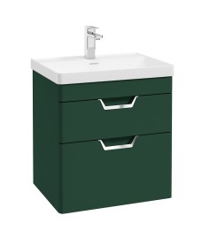 FREYA 60cm 2 Drawer Wall Hung Vanity Unit Matt Wreath Green-Chrome Handle