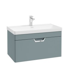 FREYA 80cm 1 Drawer Wall Hung Vanity Unit Matt Coral Green-Chrome Handle