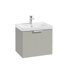 STOCKHOLM Arctic Grey Matt 50cm Wall Hung Vanity Unit - Brushed Chrome Handle