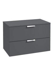 STOCKHOLM 80cm Unit with Counter Top Chrome Handle Matt Midnight Grey