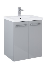 OTTO PLUS Gloss Light Grey 50cm 2 Door Wall Hung Vanity Unit - D39cm